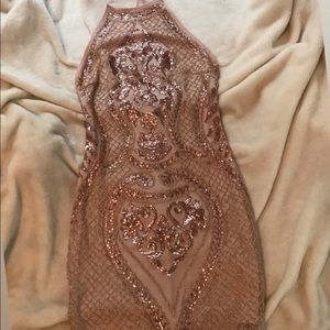 Rose Gold Sequin Mini Dress